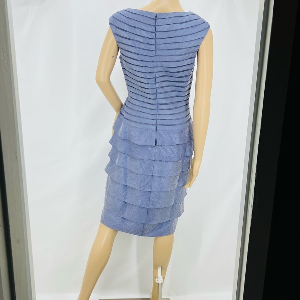 Adrianna Papell Blue Gray Metallic Ruffle Dress - Picture 10 of 15